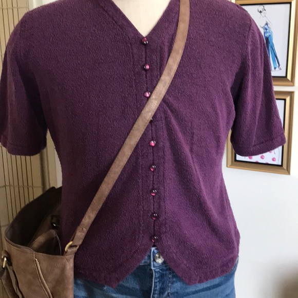 Sag Harbor Sweaters - 🏷Vintage Purple Cardigan Knit Short Sleeve Top